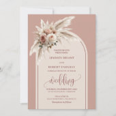 Invitation Mariage floral Dusty Pampas rose (Devant)