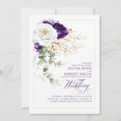 Invitation Mariage floral Eggplant Purple Royal Chic Boho (Devant)