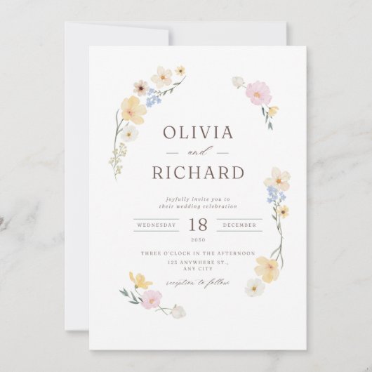 Invitation Mariage Floral Élégant  (Devant)