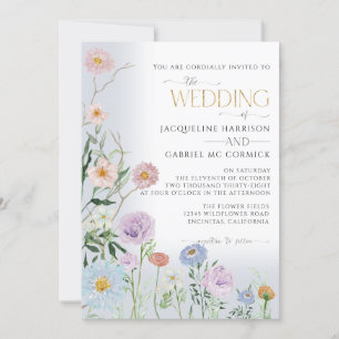 Invitation Mariage Floral Élégant à l'Aquarelle Fleur de Bohè
