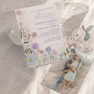 Invitation Mariage Floral Élégant à l'Aquarelle Fleur Sauvage