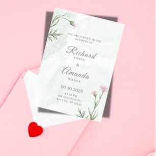 Invitation Mariage Floral Élégant à l'Aquarelle Pastel