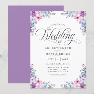 Invitation Mariage Floral Élégant à l'Aquarelle Violette
