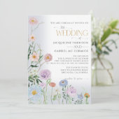 Invitation Mariage Floral Élégant Aquarelle Fleur de Bohème  (Debout devant)