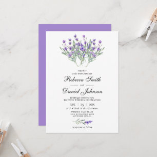 Invitation Mariage Floral Élégant Aquarelle Lavande Violet