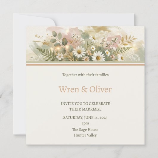 Invitation Mariage Floral Élégant avec Hydrangea Blanc (Devant)