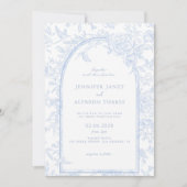 Invitation Mariage Floral Élégant Bleu Clair (Devant)