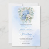 Invitation Mariage Floral Élégant Bohème Hydrangea Bleu Paste (Devant)