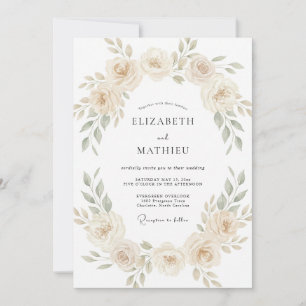 Invitation Mariage Floral Élégant Champagne