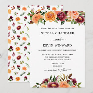 Invitation Mariage Floral Élégant d'Automne