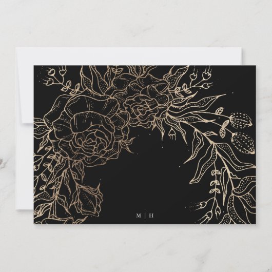 Invitation Mariage floral élégant en or blanc moderne (Dos)