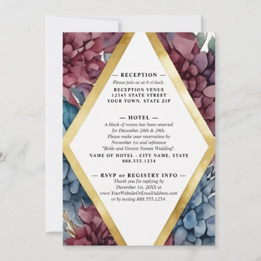 Invitation Mariage floral élégant enchanté (Dos)