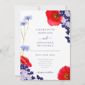 Invitation Mariage floral Élégant été de la marine moderne bl (Devant)