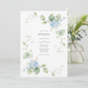 Invitation Mariage Floral Élégant Hortensia Bleu