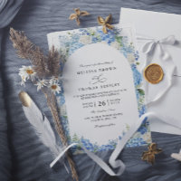 Mariage Floral Élégant Hortensias Bleus Roses Blan