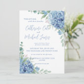 Invitation Mariage Floral Élégant Hydrangea Bleue (Debout devant)