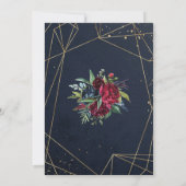 Invitation Mariage floral élegant marine et or (Dos)