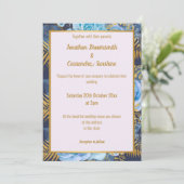 Invitation Mariage FLORAL ÉLÉGANT MARINE OR LILAC (Debout devant)