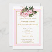 INVITATION MARIAGE FLORAL ÉLÉGANT MODERNE ROSE OR BLANC (Devant)