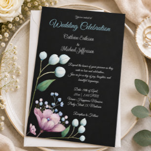 Invitation Mariage Floral Élégant, Romance Botanique Douce