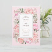 Invitation Mariage Floral Élégant Rose (Debout devant)