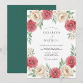 Invitation Mariage Floral Élégant Rose (Devant / Derrière)