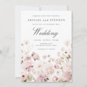 Invitation Mariage floral élégant rose et blanc doux (Devant)