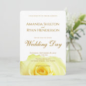 Invitation Mariage Floral Élégant Rose Jaune Script (Debout devant)