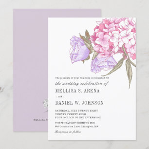 Invitation Mariage Floral Élégant Rose Violet