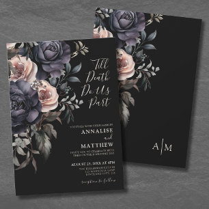 Invitation Mariage Floral Élégant Roses Gothiques
