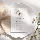 Invitation Mariage Floral Élégant Rustique Monogramme