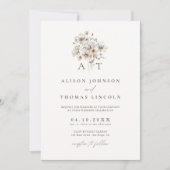 Invitation Mariage Floral Élégant Rustique Monogramme (Devant)