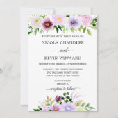 Invitation Mariage Floral Élégant Violet (Devant)