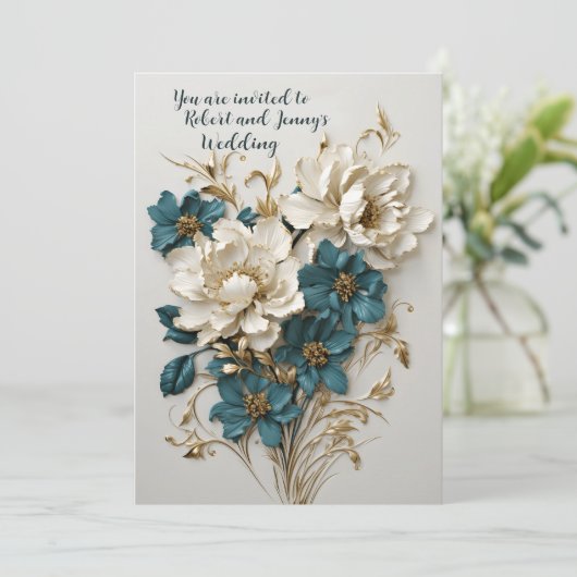 Invitation Mariage floral élevé (Debout devant)