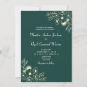 Invitation Mariage Floral Emerald Green Gold (Devant)