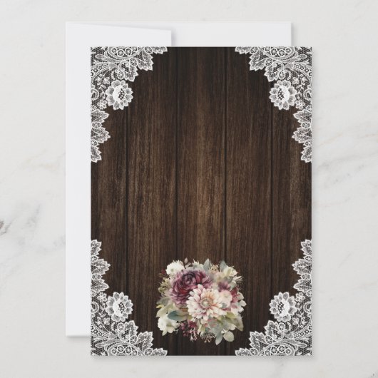 Invitation Mariage floral en bois de Jar Mason ivoire de Bour (Dos)