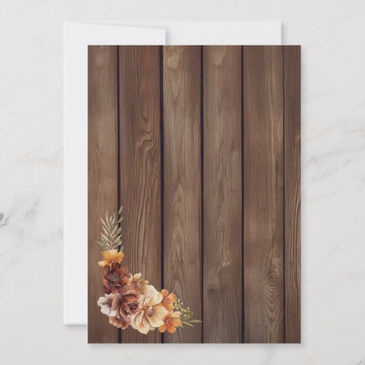 Invitation Mariage floral en bois rustique Enregistrer la dat (Dos)