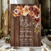 Invitation Mariage floral en bois rustique Enregistrer la dat