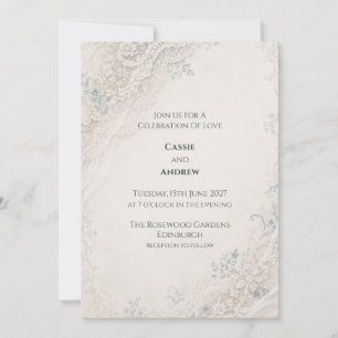 Invitation Mariage Floral en Dentelle Vintage