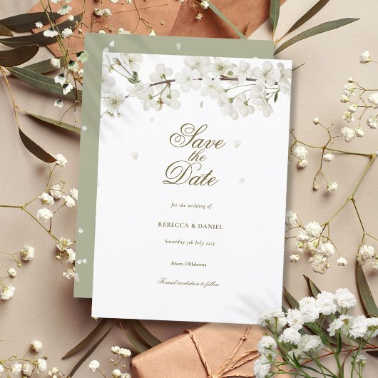Invitation Mariage floral en fleurs blanches Enregistrer la d