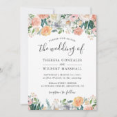 Invitation Mariage floral en fleurs des Roses du jardin (Devant)
