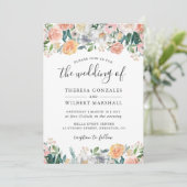 Invitation Mariage floral en fleurs des Roses du jardin (Debout devant)