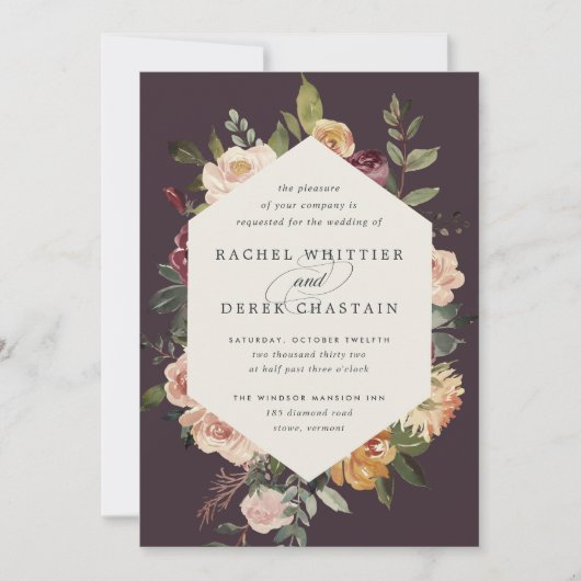 Invitation Mariage floral en fleurs rustiques (Devant)