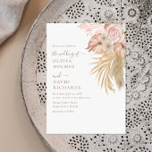 Invitation Mariage floral en laiton beige moderne