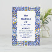 Invitation Mariage Floral en mosaïque mexicaine (Debout devant)