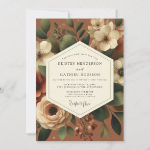 Invitation Mariage Floral en Terracotta en Forêt