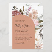 Invitation Mariage floral en terre cuite Boho (Devant / Derrière)