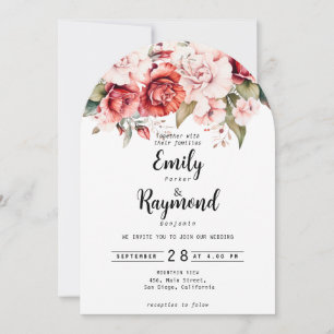 Invitation Mariage floral en terre cuite Bourgogne Blush