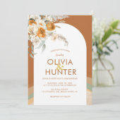 Invitation Mariage floral en terre cuite moderne de Bohême (Debout devant)