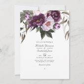 Invitation Mariage Floral en Velours Profond avec QR Code pou (Devant)